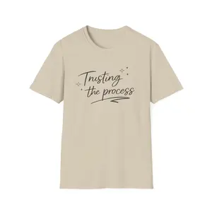 Trusting the Process T-Shirt | Inspirational Script Tee - Medium Length, Short Sleeve, Crew Neck, Fitted, Summer Casual Minimalist Classic Style Mom Funny Streetwear good graphic tees