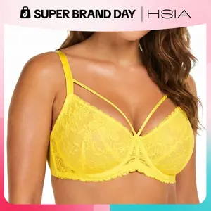 HSIA Pretty In Petals Sexy Lace Underwire Bra for Women Plus Size Mesh Unlined Non Padded Bra Full Coverage Minimizer Bra Lifting Support Daily Large Bust Bras Lightweight Breathable Comfort Brassiere