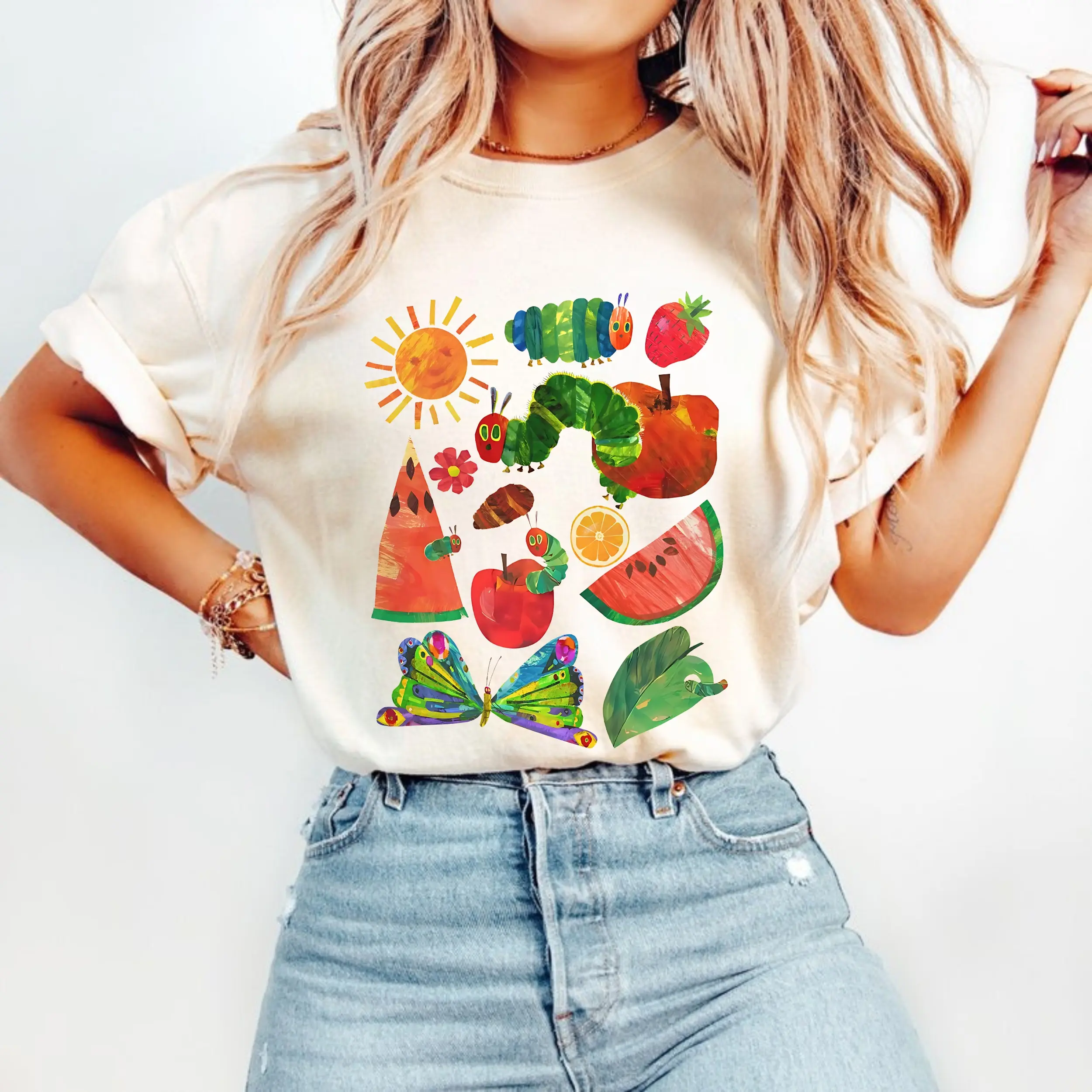 Comfort Colors Hungry Caterpillar Back To School Shirt, Hungry Caterpillar Teacher Tee, Teacher Life Shirt, Gift For Teacher, Cute Crewneck
