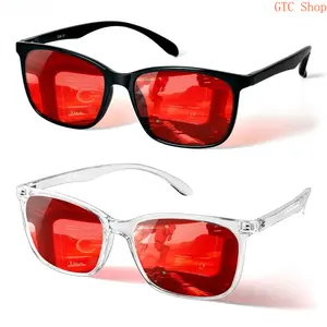 Sleep Aid Red Lens Glasses for Men Women, 99.9% Blue Green Light Blocking with Dual AR Coatings, Lightweight TR90 Square Frame, Anti Eyestrain Computer Gaming Nerd Style Eyewear for Daily Eye Protection