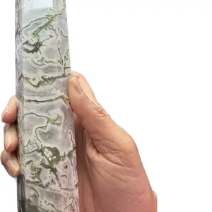 ANCIENT FOREST GUARDIAN 8" Moss Agate Tower 1.86 lb Large Moss Agate Obelisk Scenic Druzy Landscape Crystal Collector Statement Piece