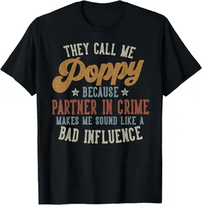 100% Cotton They Call Me Poppy Funny Father's Day Poppy T-Shirt