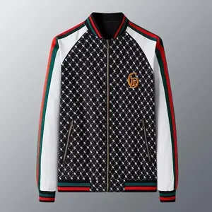 2025 New Spring and Autumn Men's Jacket Trendy Fashion Printed Jacket Casual Baseball Suit Menswear Coats Men's Stand Collar Zip-Up Jacket Tops Long SleeveGift