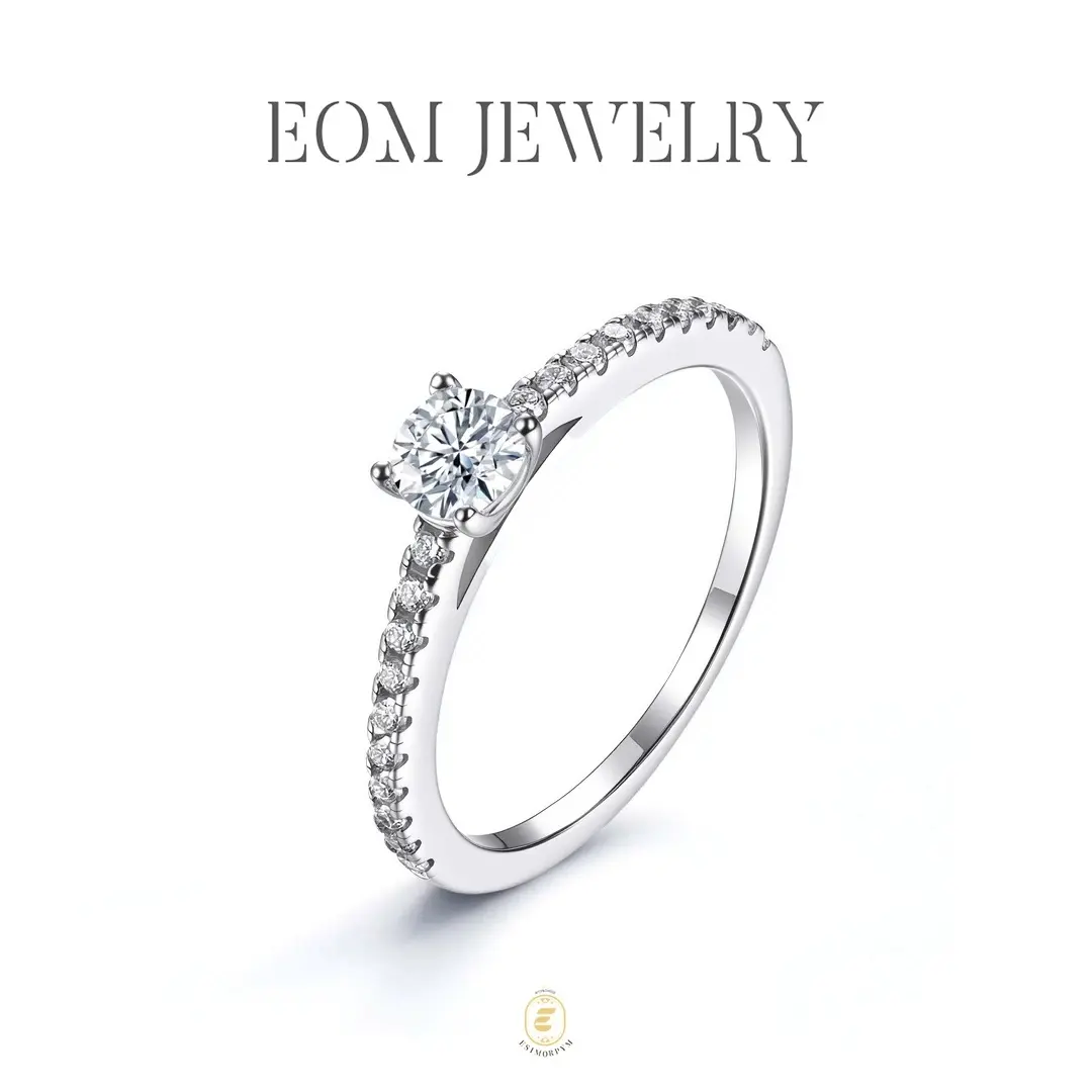 Moissanite Classic Pavé Engagement Ring for Women Wedding Engagement Anniversary Valentine's Day Birthday Gift for Her Daily Wear Jewelry