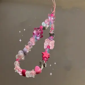 Original earth cool babes y2k beaded stars mobile phone chain American retro ins millennial camera ccd lanyard lanyard