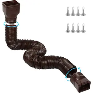 11.5ft Long Gutter Downspout Extensions Flexible, Drain Downspout Extender, Down Spout Drain Extender, Gutter Connector Rainwater Drainage, Extendable from 2.6ft to 11.5ft(Brown)