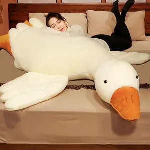 Giant White Goose Plush 51 in Soft Furry Swan Stuffed Animal Pillow, Huge Plush Hugging Pillow Gifts for Every Age