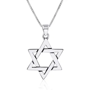 Large Star of David Necklace Pendant 925 Sterling Silver Jewish Jewelry for Men Women Religious