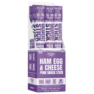Wicked Cutz Ham Egg & Cheddar Cheese Breakfast Snack Stick - High Protein, Gluten Free, Hardwood Smoked