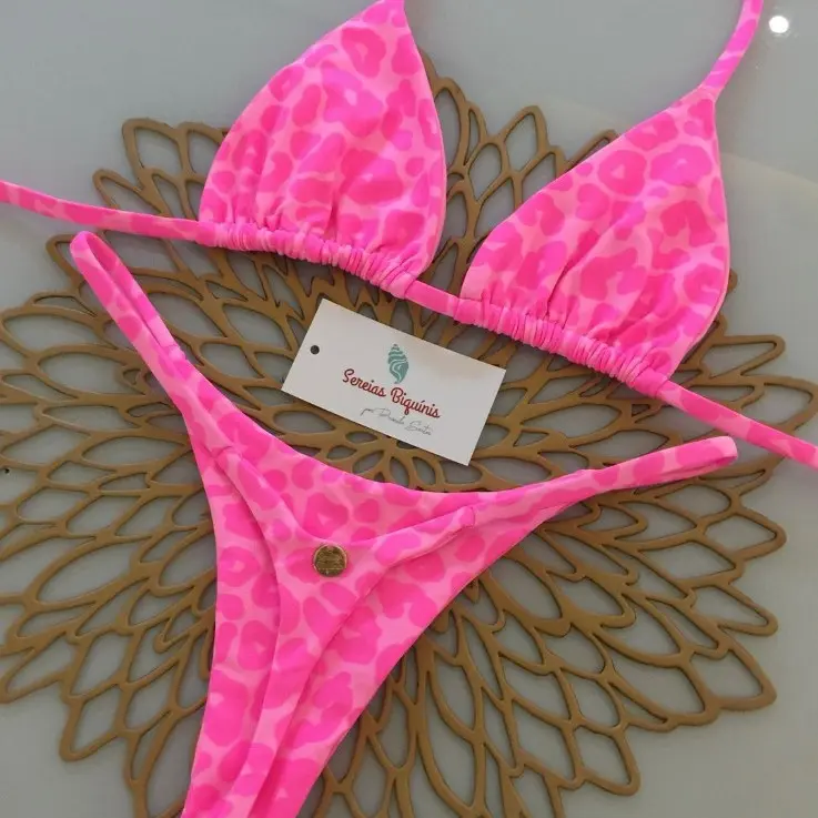 2026 European and American Multi-Color Printed Tie-Up Two-Piece Swimsuit Brazilian Sexy Thong Bikini