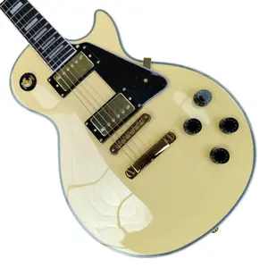 New Gibson LP Electric Guitar Mahogany Body Maple Top/Neck Tune-O-Matic Bridge Bone Nut In Cream Yellow