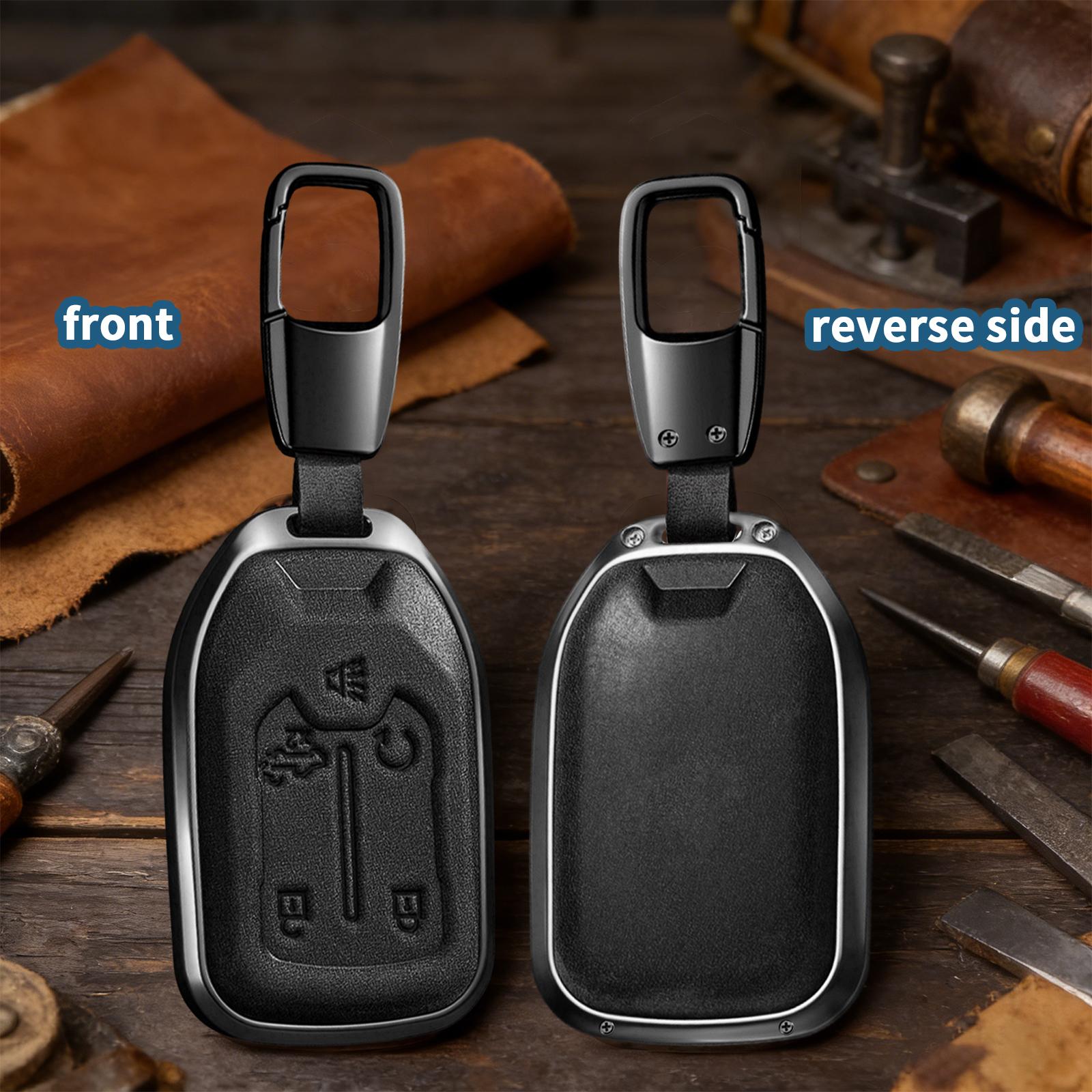 For GMC Key Fob Cover with Keychain, Key Shell Key Case Compatible with GMC Acadia Sierra Terrain and Chevy Silverado 1500 2500HD 3500HD 5-Button