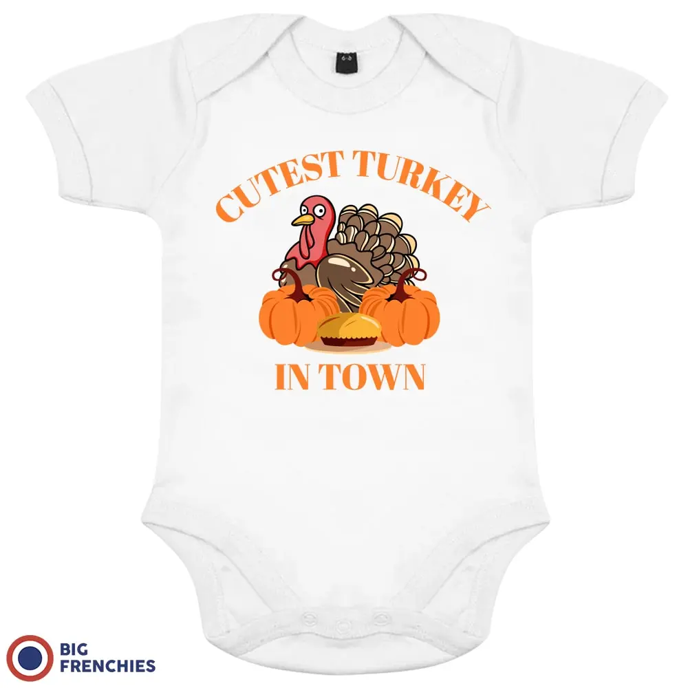 Cutest Turkey In Town Thanksgiving Organic Cotton Baby Onesie
