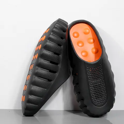 Men's Acupressure Massage Slide Sandals - Non-Slip EVA Shoes, Thick-Cushioned Waterproof Recovery Slippers with Drainage Holes for Post-Workout & Casual Wear, All-Season Foot Relief