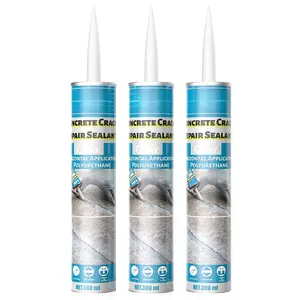 Concrete Crack Filler and Sealant Self-Leveling, Polyurethane Adhesive Sealant Construction Cement Crack Filler Flexible Sealer Sealing Horizontal Cracks, Gray 10.5 fl. oz (3 Pack)