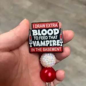 Cute=%2= “Basement Vampire” Phlebotomy Badge Reel Nurse