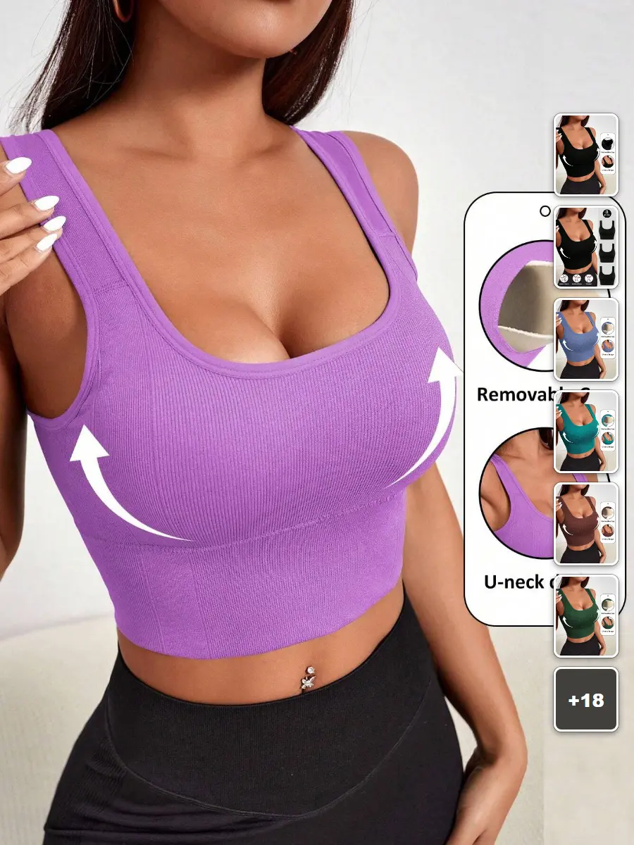 Seamless Sports Bra Stretchy High Support Everyday Workout Gym Yoga Top