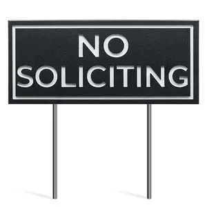 No Soliciting Yard Sign, Durable Weatherproof - 9" x 4" with Stainless Steel Yard Spikes