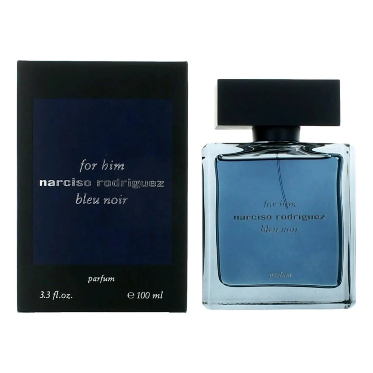 Narciso Rodriguez Bleu Noir Men's Parfum Spray - 3.3 oz, Spicy Signature Scent with Cardamom Top Notes, Woody & Earthy Accents, Amber, Cedarwood, Grey Musk