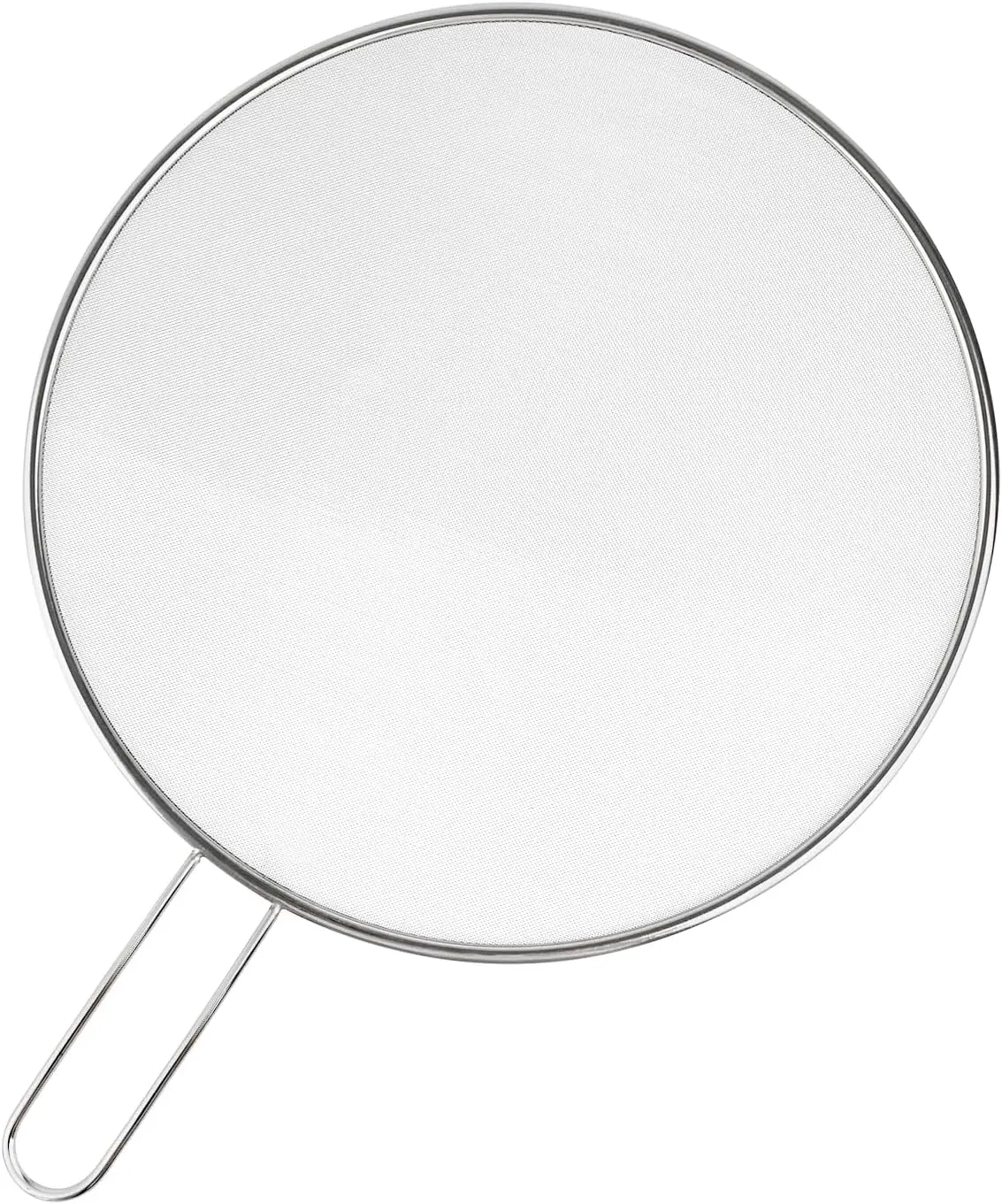 13-Inch Stainless Steel Fine Mesh Splatter Guard with Handle - Silver Oil Grease Shield for Frying Pans, Cooking Pots, Skillets - Everyday Use Kitchen Cookware Accessory with Rack
