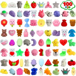 001-XLL 100 Pack Squishies Toys, Tiny Mochi Squishy Fidget Toys Random Bulk Party Favors for Kids 4- 8 8-12 Goodie Bag Pinata Stocking Stuffers Classroom Prizes Treasure Box Egg Fillers Girls