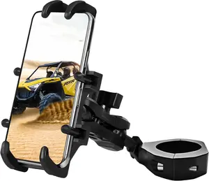 UTV Phone Mount for 1.75"-2" Roll Bar, 360Rotation UTV Phone Holder with 8 Claws,  Alloy Heavy Duty Smartphone Holder Hang on to 4.7"-7.1" Devices for Polaris RZR/Can Am X3
