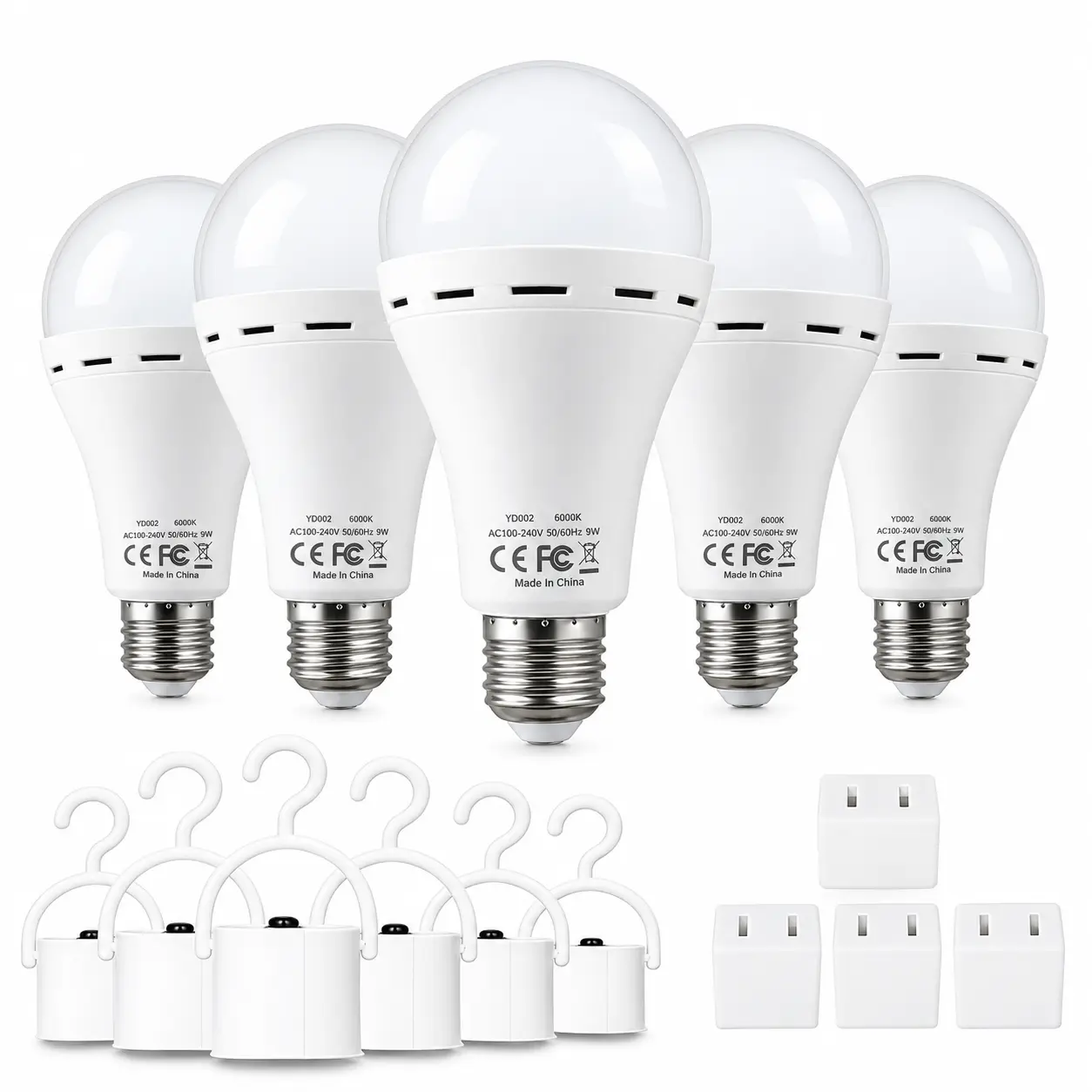 【Home Fun】12 Pack Rechargeable Emergency Light Bulbs E27, Camping Lamp Battery Powered LED Light Bulb 6000k Daylight E26 E27 120 Volt 12W 60W Equivalent with 2000mAh for Home Power Outage Camping Hurricane incandescent light emergency light bulb