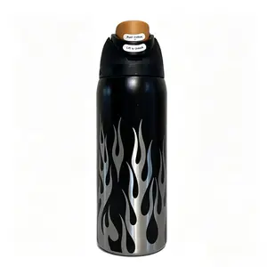 Owala 32oz Black Flame Stainless Steel Water Bottle - Auto Spout Lid, Vacuum Insulated, Leak Resistant, Reusable Metal Flask for Men, Teens, Sports & Everyday Use tiktokshopspringglowup mug with highland cow