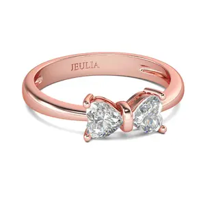 Jeulia Bowknot Heart Cut Sterling Silver Ring