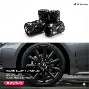 Lexus 4PCS Metal Tire Stem Caps for Lexus Durable Waterproof Dustproof Air Covers Sporty Car Wheel Accessories Black Rim Valve Automotive