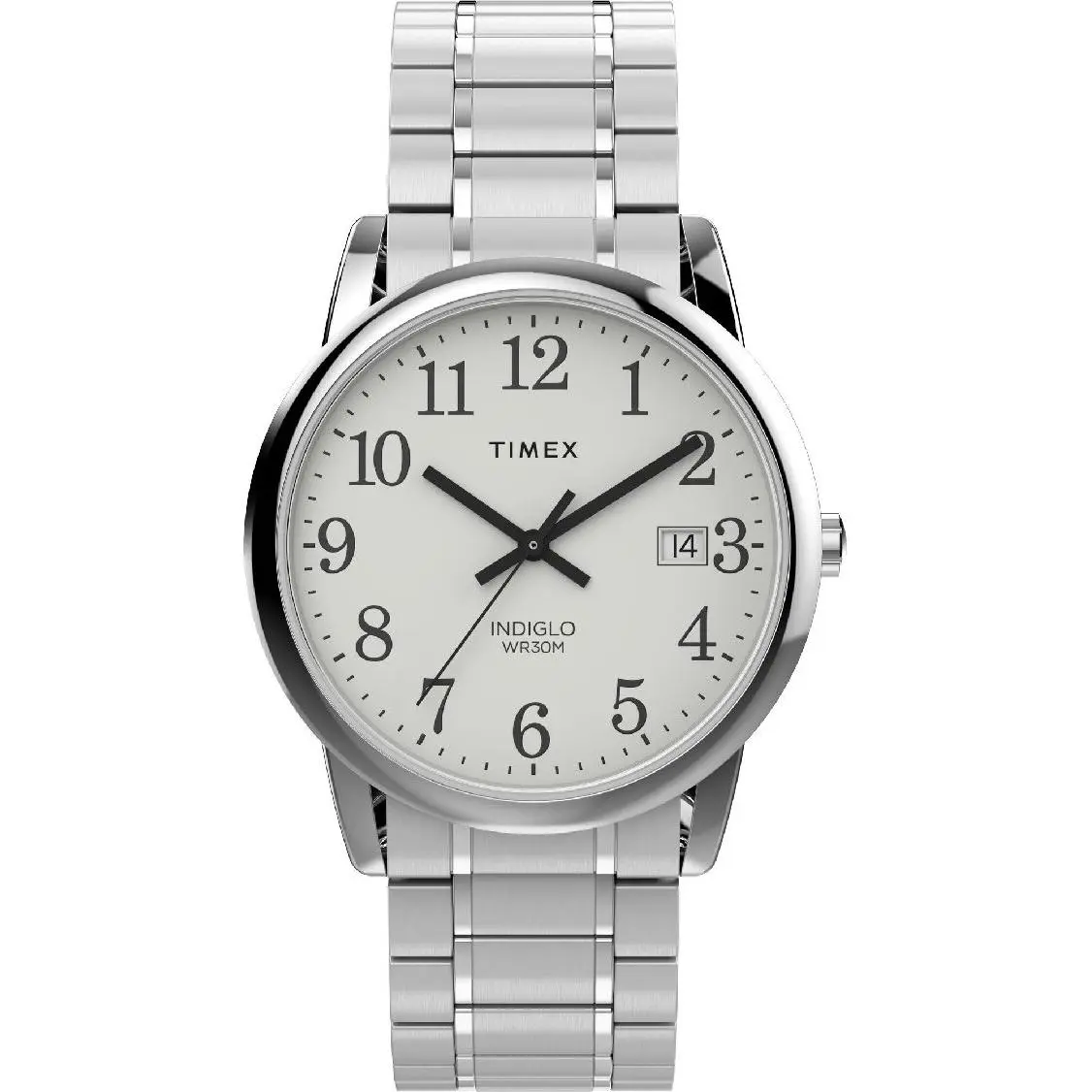 Timex Easy Reader 35mm Expansion Mens Watch TW2W52900, 30M - 50M, Date, Luminous, Quartz, Round, Stainless Steel