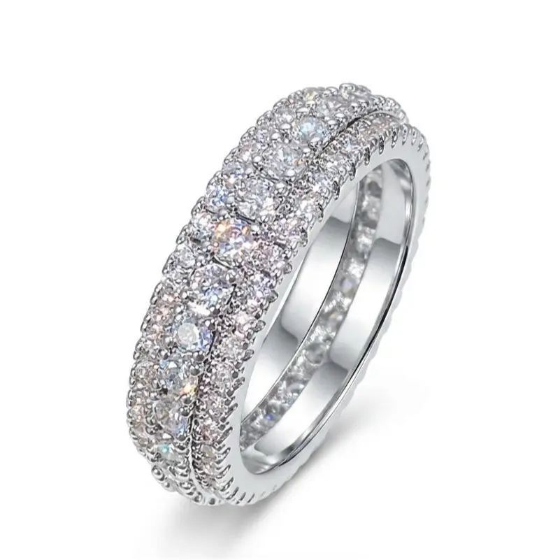 Premium Moissanite Alternative! Multi-Row Pave Band. Perfect Wedding Ring.