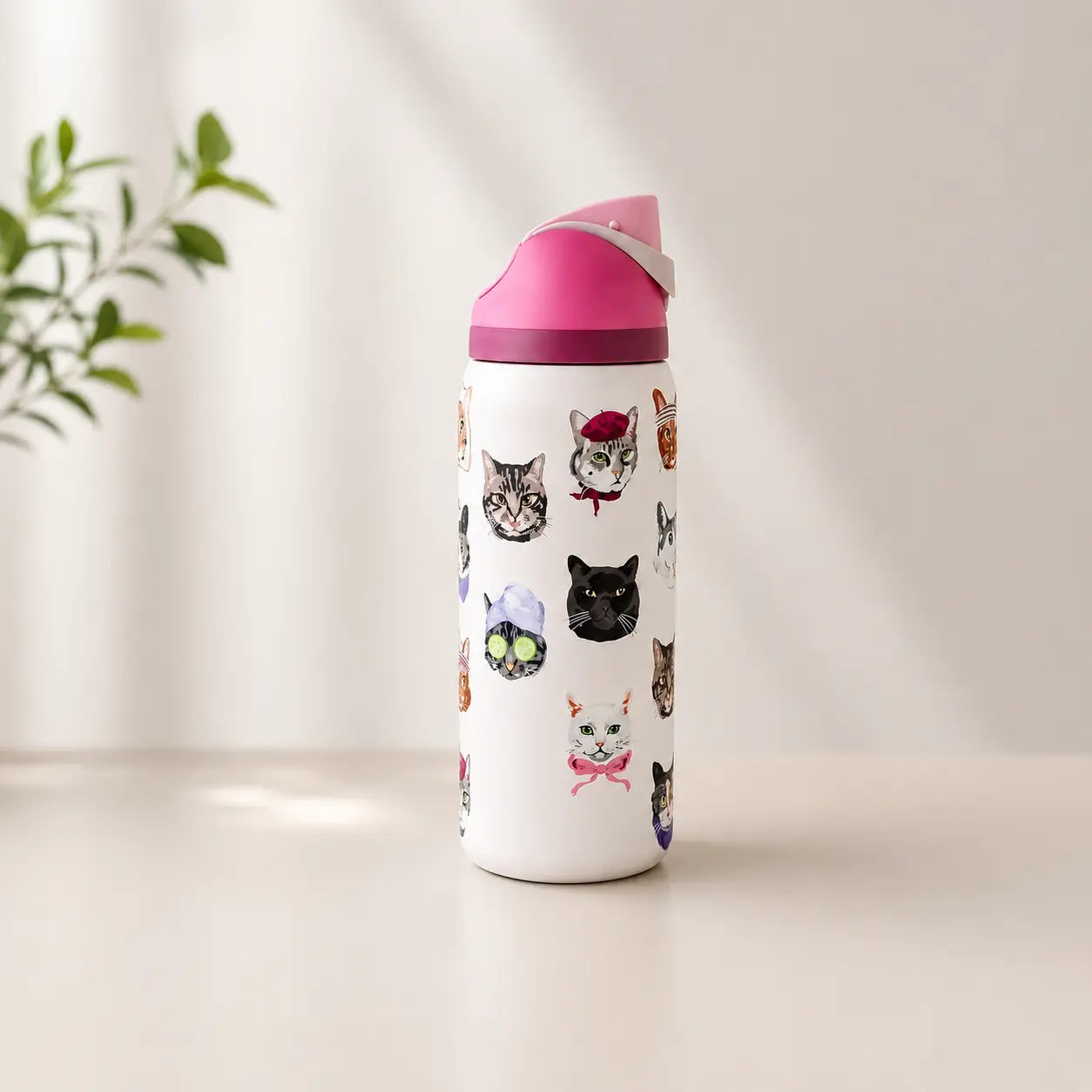 Owala UO Exclusive Cat Collage FreeSip Water Bottle Limited 32oz Pink New In Box