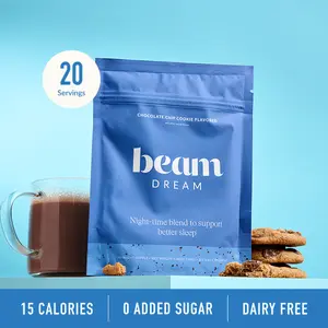 Beam Dream Nighttime Hot Cocoa — 20 Servings for Sleep Support (Chocolate Chip Cookie, Melatonin + L-Theanine + Magnesium, No Added Sugar)