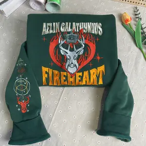 Queen of Terrasen Embroidered Sweater, Fireheart TOG Sweatshirt and Hoodie, Aelin Galathynius Embroidery Crewneck