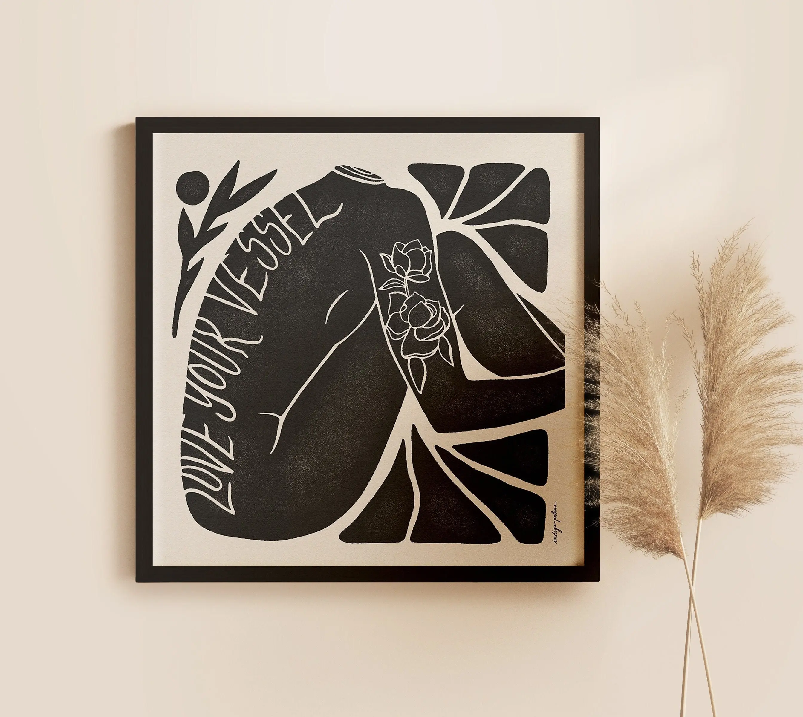 Love Your Vessel Print Body Positivity Quote Wall Decor Art Modern Illustration Woman Mental Health Minimal Abstract Poster