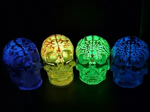 Glow-in-the-Dark Brain Resin Crystal Skull Hyper-Glow Technology Gothic Decor Unique Eerie Aesthetics