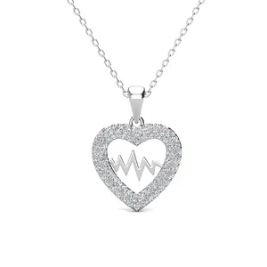 Molly 18k White Gold Plated Heart Necklace with Simulated Diamond Crystals