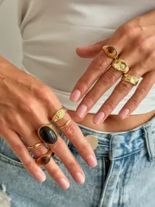 Women's Alloy Ring Set, Stackable Rings, Stackable Finger Rings, Interlocked Stackable Rings, Geometric Design Ring, Geometric Gemstone Jewelry, Party & Daily Wear Accessories, Elegant Gift for Women