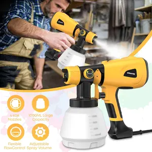 Paint Sprayer 1000W High Power Electric Spray Paint with Adjustable Spray Width Knob 4 Nozzles,Easy to Clean for Paint Sprayer for Furniture Garder Chairs Fence Walls Door Etc