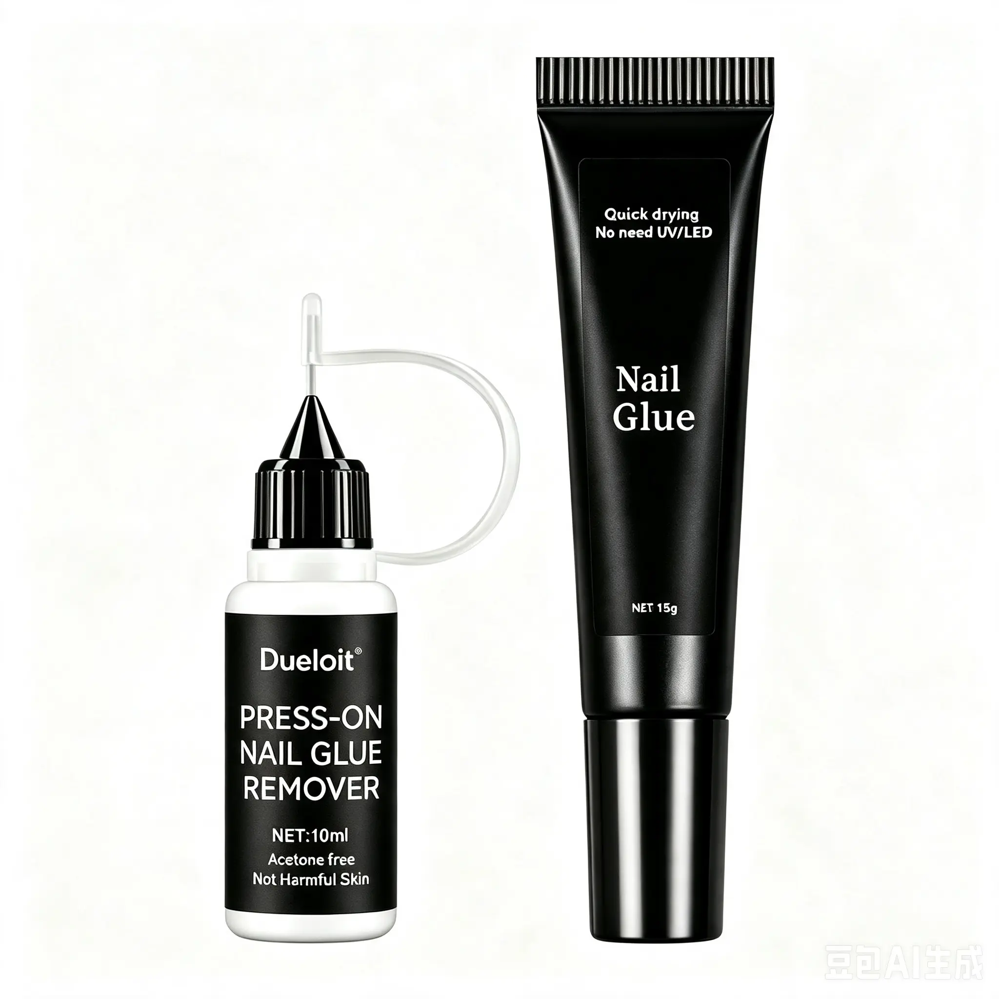 DIY Nails Fix Kit Bundle (2 Sets) - 15g Non-UV Semi-Solid Press-On Adhesive, Granular Glue, Remover, Bubble-Free, Fast-Drying, No Need UV/WLED Light, Decor Accessories for Extensions (Nail Glue Included)