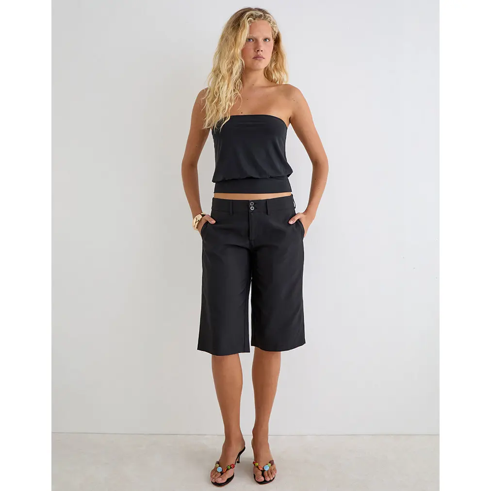 Geza Longline Short in Tailoring Black
