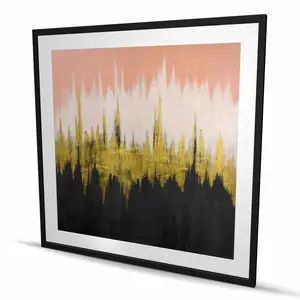 212 MAIN Modern Abstract Art Wall Decor - 48x48 in. Contemporary Gold-Framed Matted Zigzag Lines Print for Bedroom Home Decoration, Framed Gallery Art Prints