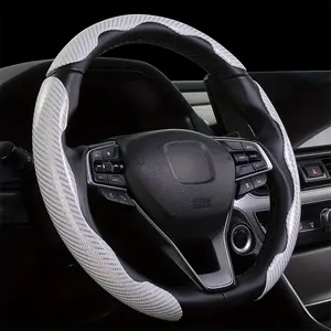 3 Pieces Universal Carbon Fiber Steering Wheel Cover, High Grip ABS Resin, Snap-on Design, No Inner Ring-Stylish Car Steering Wheel Protection