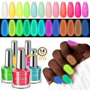 SAVILAND Glow-in-the-Dark Nail Polish Set: 12 Luminous Neon Vegan Shades Base & Top Coat Quick-Dry Formula Perfect for Salon Home DIY & Nail Art(All kits include a base coat and top coat for nail polish)
