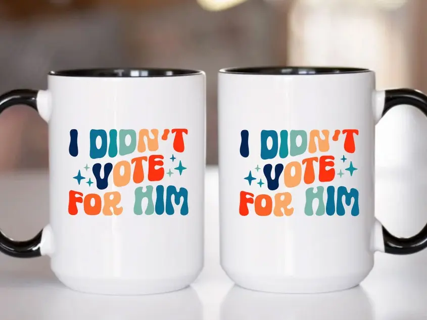 I Didn't Vote For Him Mug, Political Gift, Kamala Harris Voter Election Retro Coffee Cup, Feminist Mug, Womens Rights Democrats Mug, Kamala Harris Coffee Cup