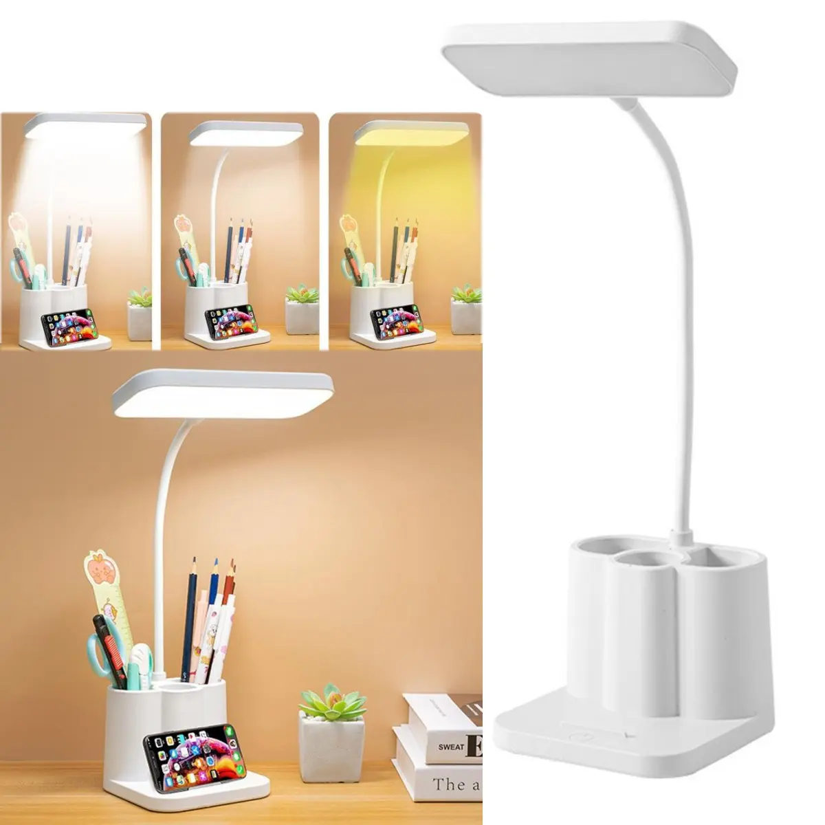 Dimmable LED Desk Light Touch Sensor Table Bedside Reading Lamp 3 Color Temperatures Adjustable