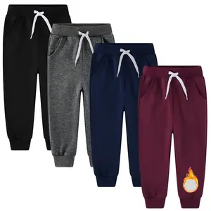 Boys Sweatpants Joggers Pants 4 Pack Fleece School Fall Winter Active Athletic Basic Soft Kids Sweatpant Casual Outfits Clothes Sweat Pant