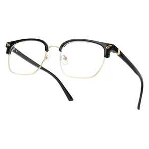 Blue Light Blocking Glasses Vintage Half Frame UV Clear Lens Anti Eyestrain Computer Gaming Glasses for Women Men