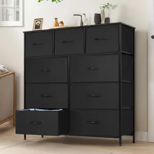 GIANNA Dressers with 9 Fabric Drawers, 9 Drawers Organization Furniture for Kitchen, Office, Hallway, Black